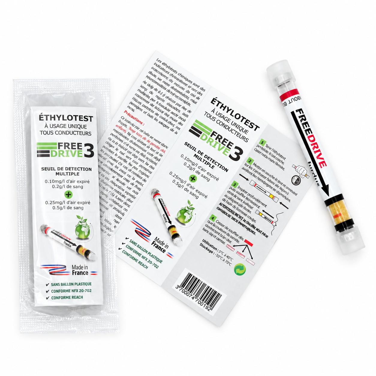 Éthylotest jetable double taux – 0,2 et 0,5 g/L